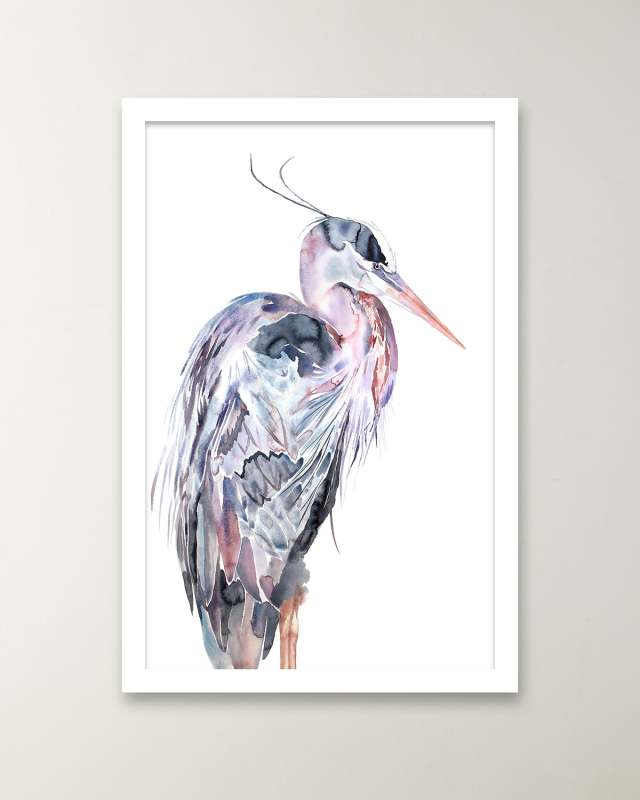 "Heron No. 25" Framed Giclee by Elizabeth Becker